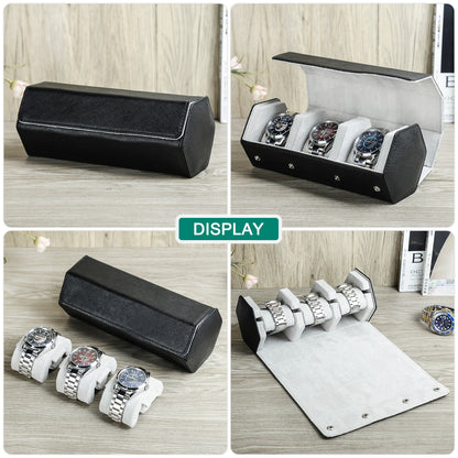 CONTACTS FAMILY Saffiano Leather Hexagon 2/3/4 Slots Watch Cases