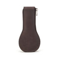 Handmade full-grain leather slim single-watch zipper travel case, front view