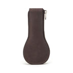 Handmade full-grain leather slim single-watch zipper travel case, front view