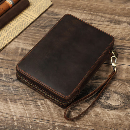 CONTACTS FAMILY Genuine Leather 12 Slots Watch Bands Storage Case