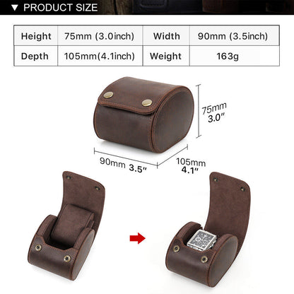 CONTACTS FAMILY Luxury Genuine Leather Watch Case 1/2/3/4 Slots Watch Roll Box For Rolex Case Holder Men Women Watches Display Organizer Gift