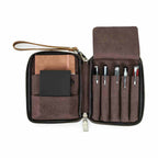 Handmade Full-Grain Leather 5-Pen & A6 Notebook Travel Case