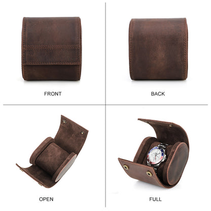 CONTACTS FAMILY Genuine Leather Watch Case Men Watch Roll Box Storage Jewelry Organizer Women Watches for Rolex Watches