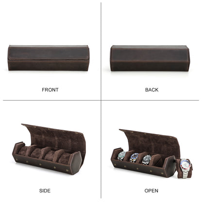 CONTACTS FAMILY Genuine Leather Hexagon 1/2/3/4 Slots Watch Roll Case