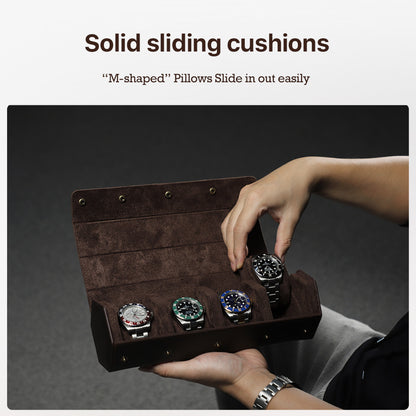 CONTACTS FAMILY Genuine Leather Hexagon 1/2/3/4 Slots Watch Roll Case