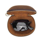 Handmade full-grain leather folding glasses case