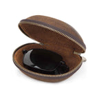 Handmade full-grain leather folding glasses case