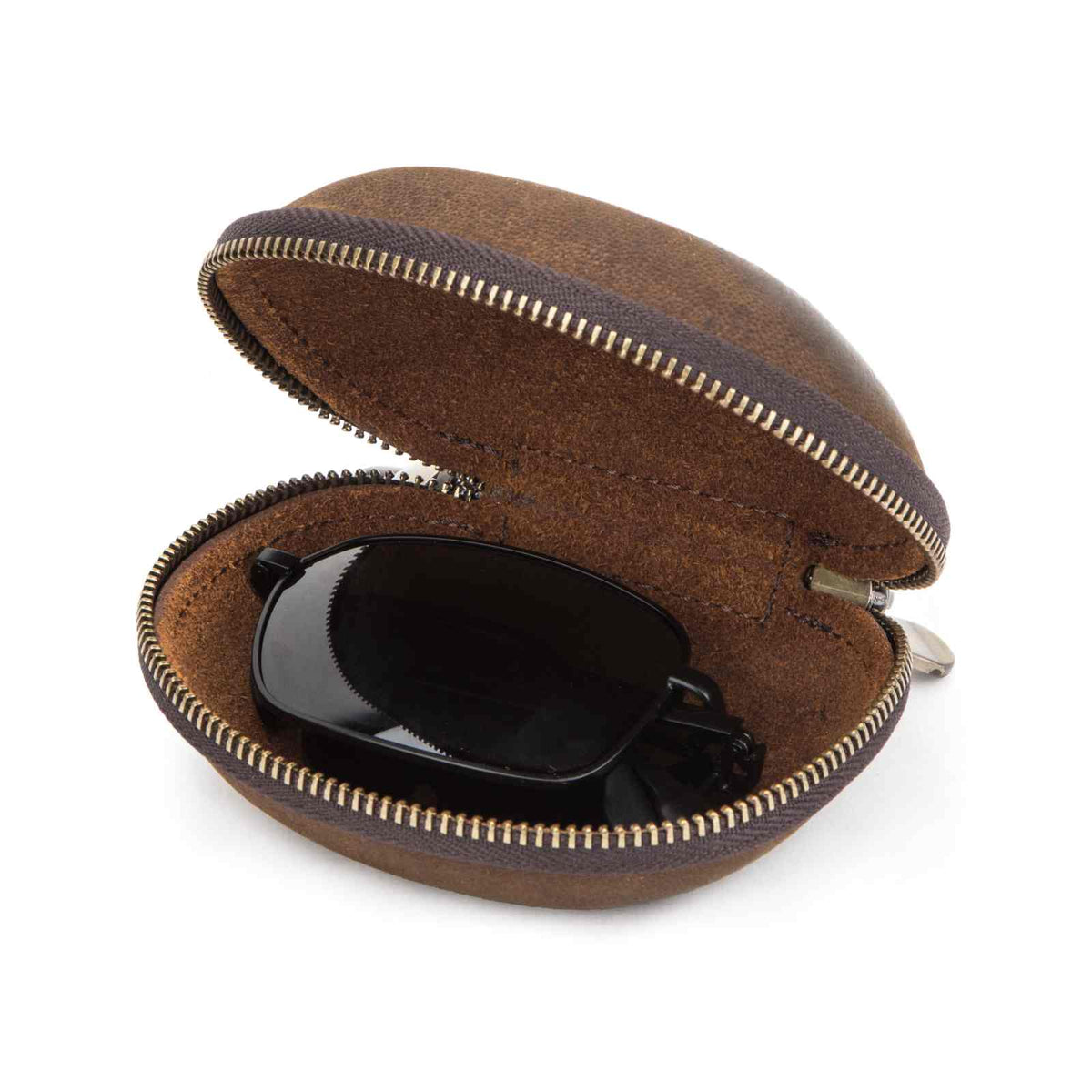Handmade full-grain leather folding glasses case