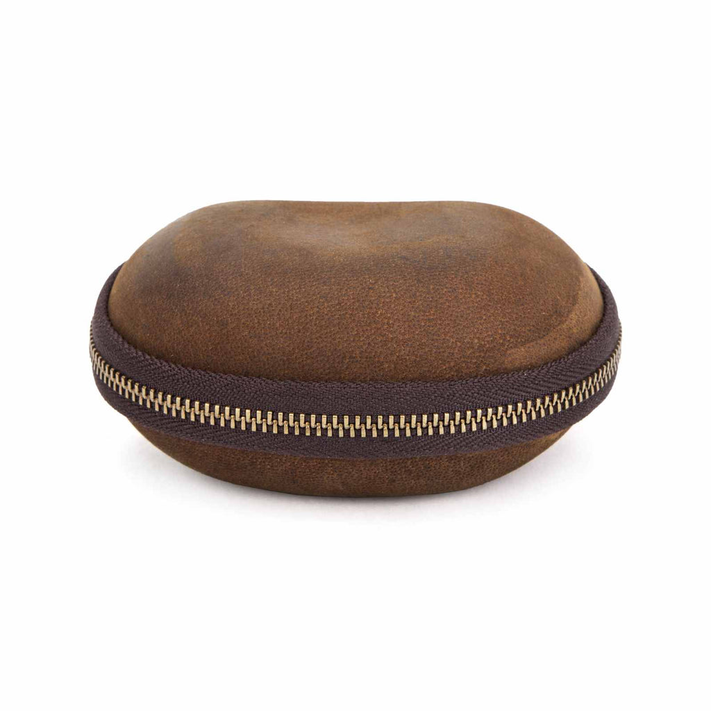 Handmade full-grain leather folding glasses case
