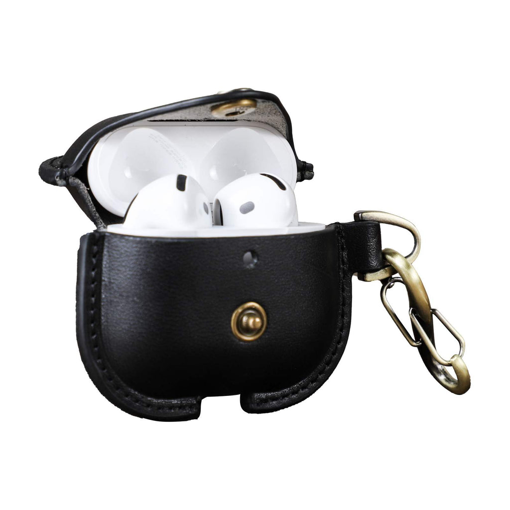 Handmade Full-Grain Leather AirPods 4 Case — CF1209-Black