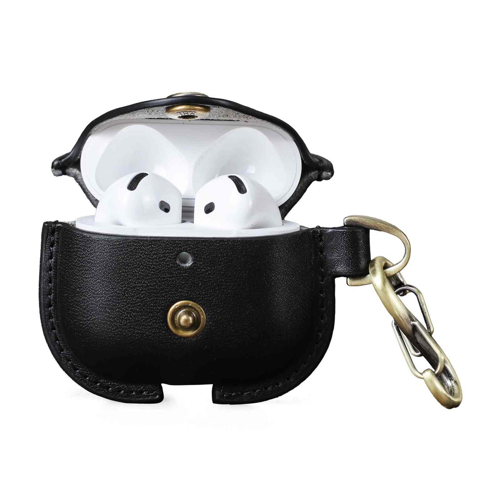 Handmade Full-Grain Leather AirPods 4 Case — CF1209-Black