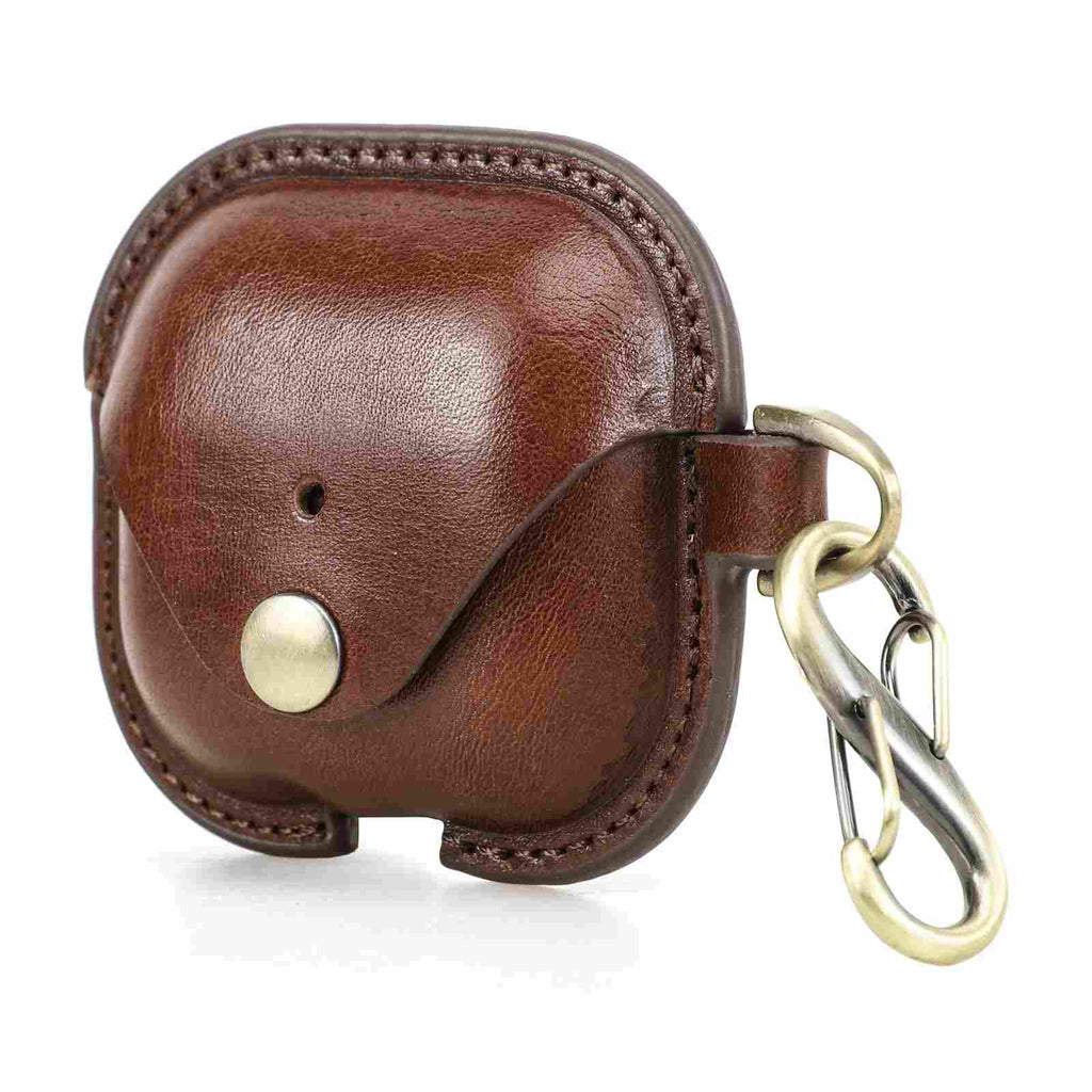 Handmade Full-Grain Leather AirPods 4 Case — CF1209-Coffee