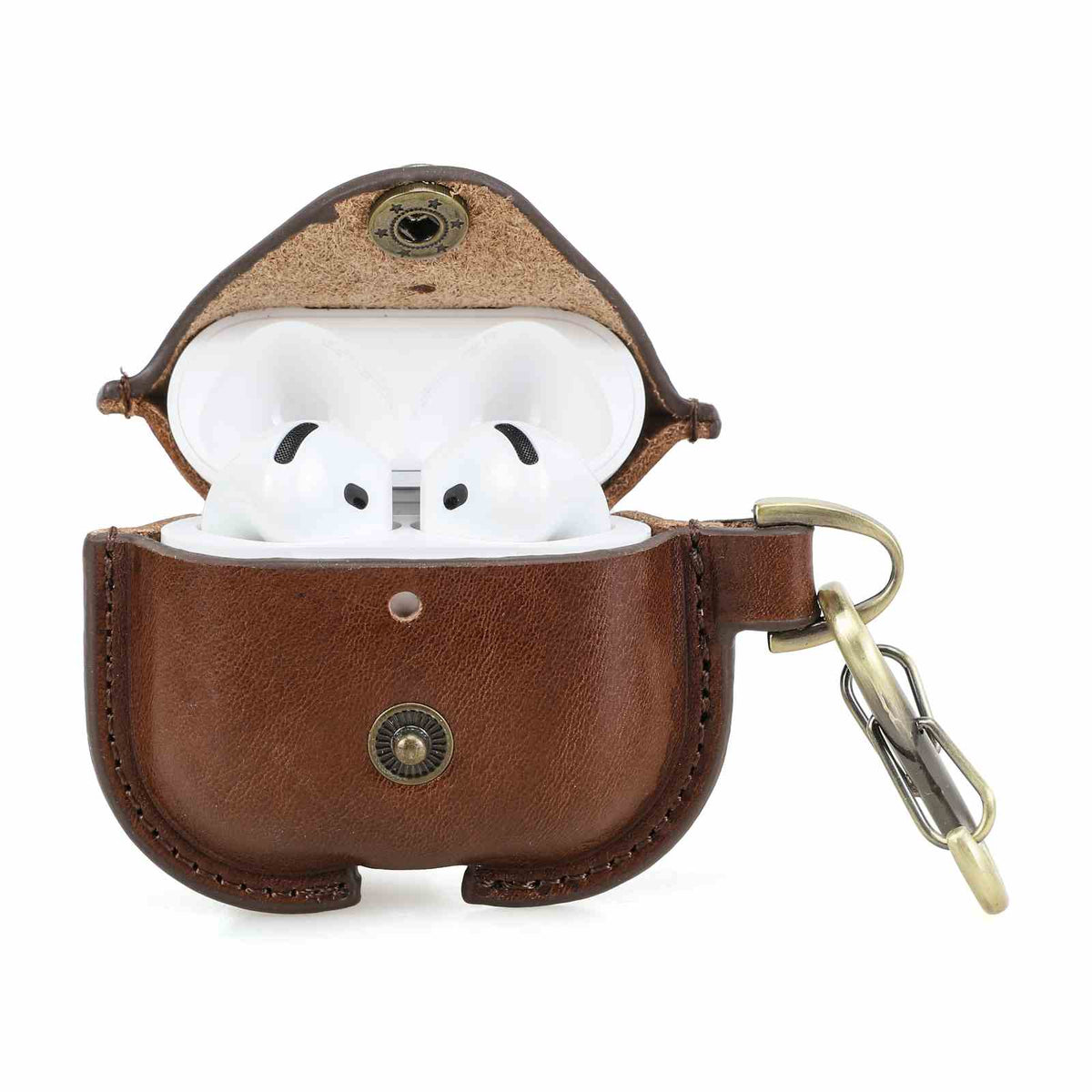 Handmade Full-Grain Leather AirPods 4 Case — CF1209-Coffee