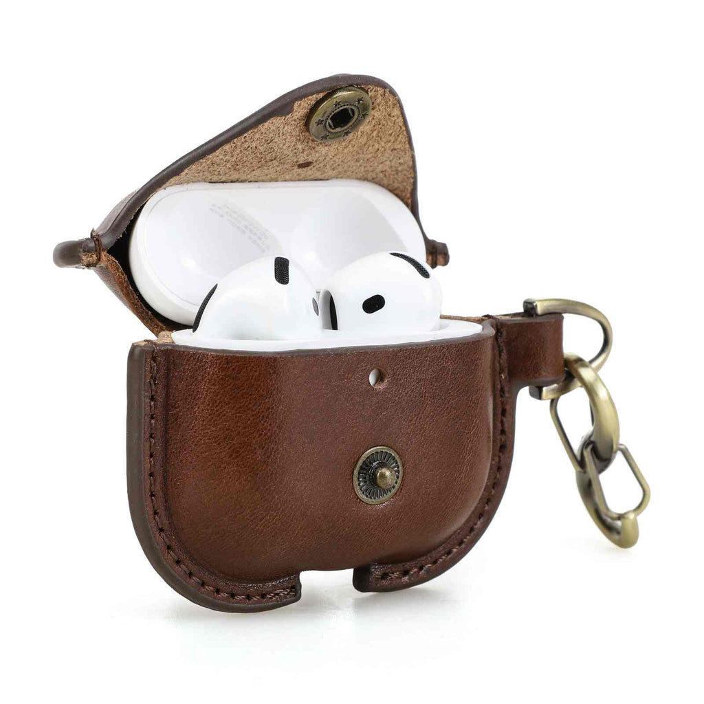 Handmade Full-Grain Leather AirPods 4 Case — CF1209-Coffee