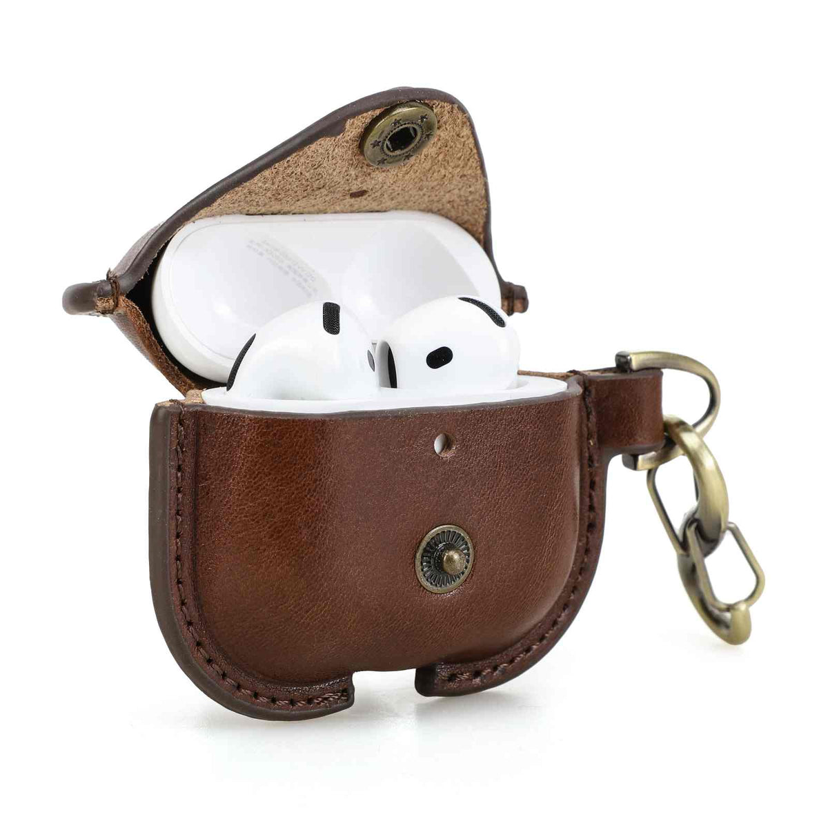 Handmade Full-Grain Leather AirPods 4 Case — CF1209-Coffee