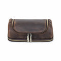 Handmade full-grain leather digital accessory organizer — Coffee