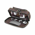 Handmade full-grain leather digital accessory organizer — Coffee