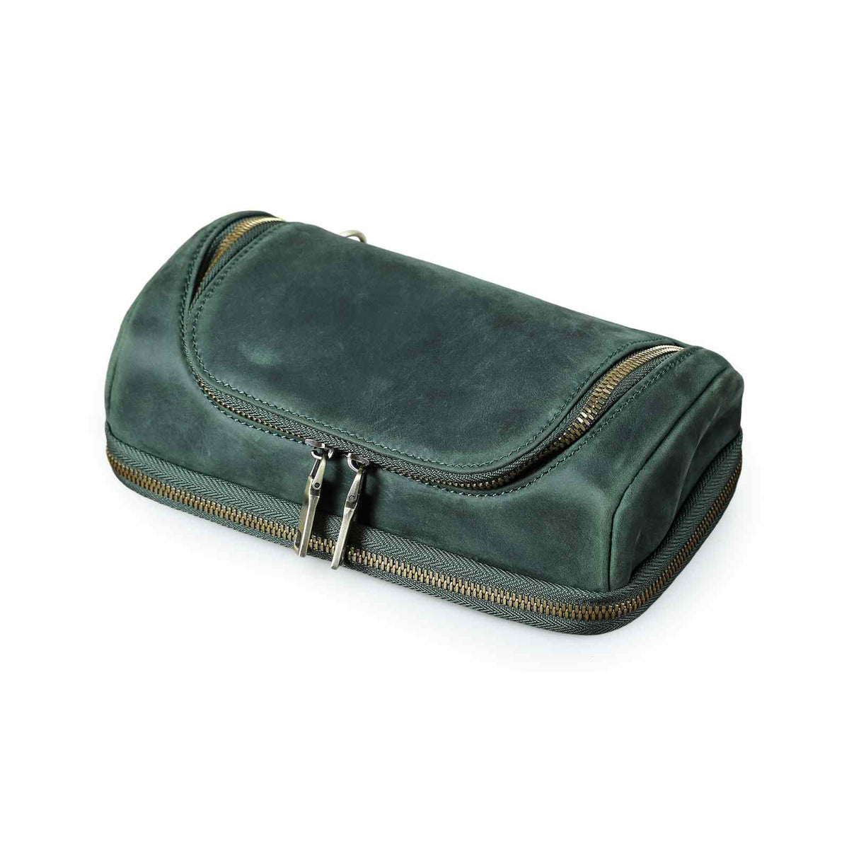 Handmade full-grain leather digital accessory organizer — Green
