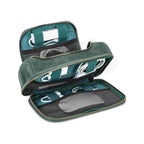 Handmade full-grain leather digital accessory organizer — Green