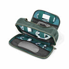 Handmade full-grain leather digital accessory organizer — Green
