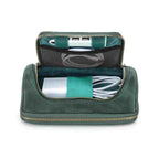 Handmade full-grain leather digital accessory organizer — Green