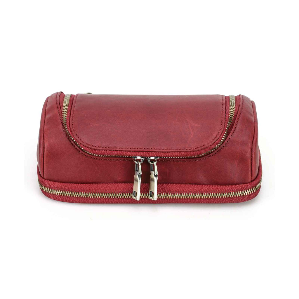 Handmade full-grain leather digital accessory organizer — Red