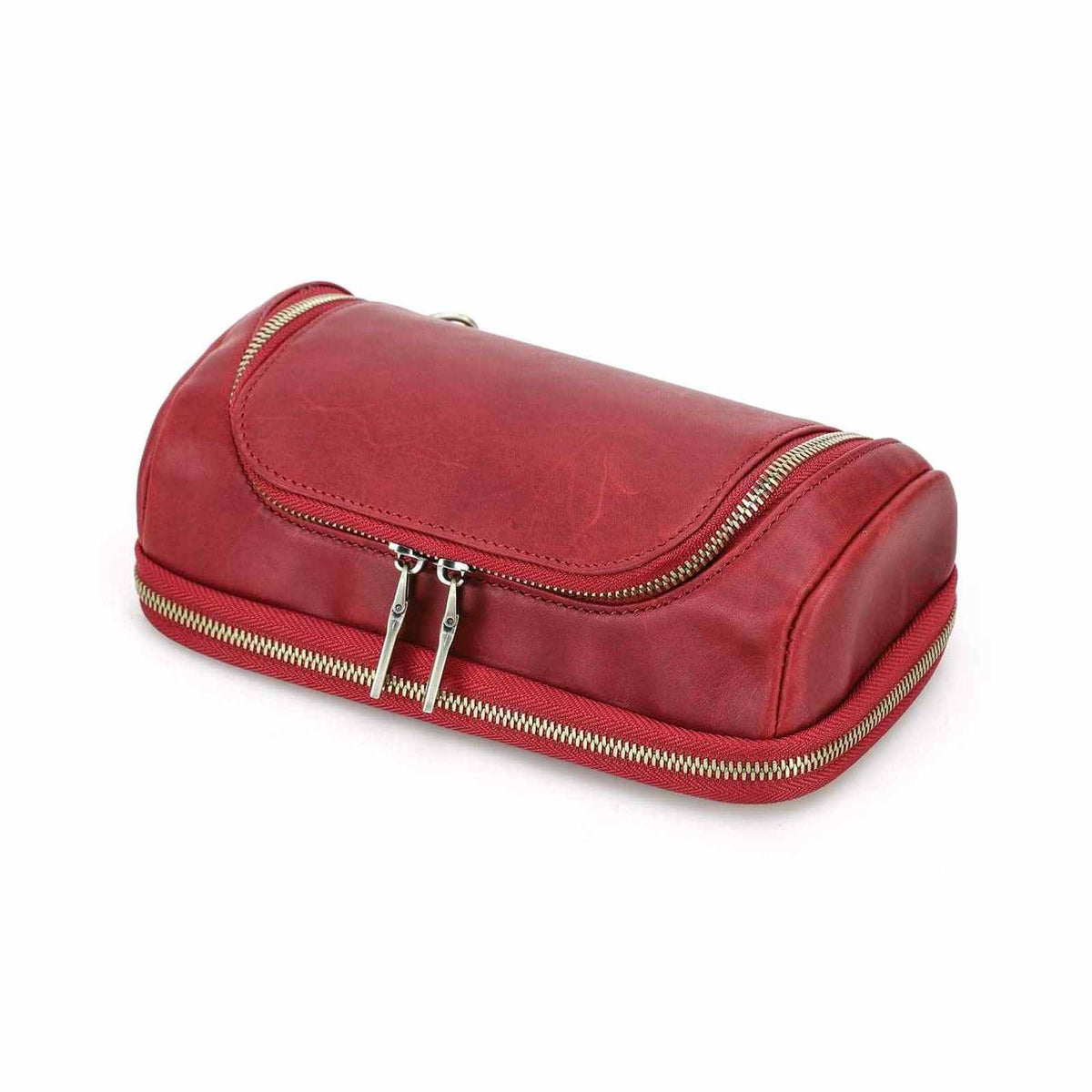 Handmade full-grain leather digital accessory organizer — Red