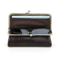Handmade full-grain leather kiss-lock sunglasses case