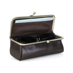 Handmade full-grain leather kiss-lock sunglasses case
