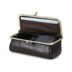 Handmade full-grain leather kiss-lock sunglasses case