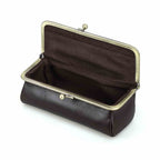 Handmade full-grain leather kiss-lock sunglasses case