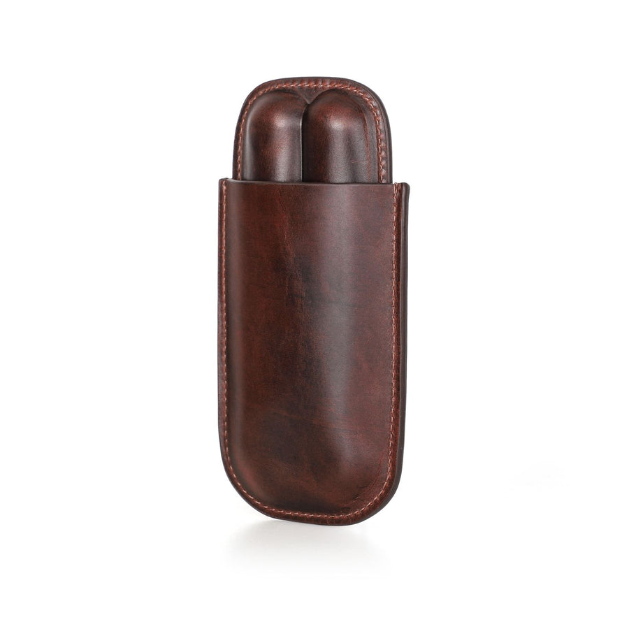 Handmade Full-Grain Leather Cigar Case — CF5002-Coffee