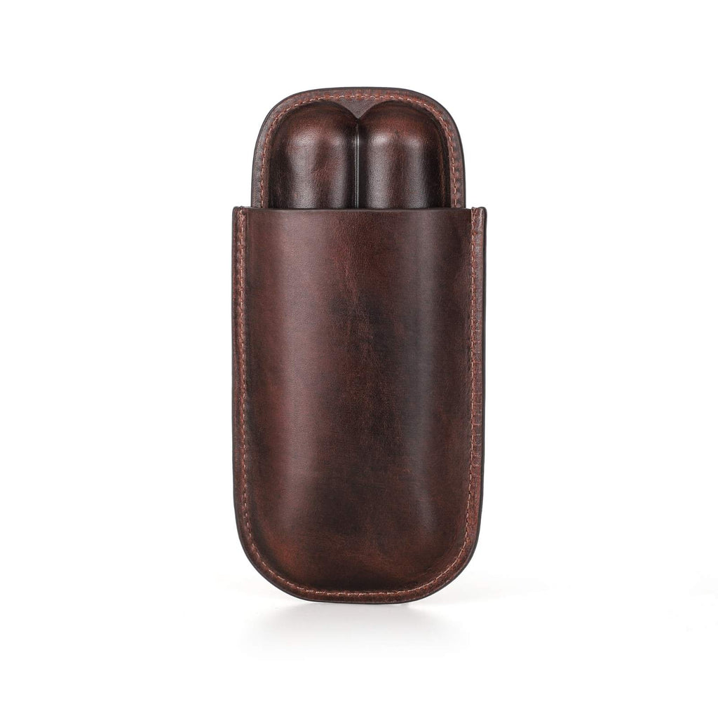 Handmade Full-Grain Leather Cigar Case — CF5002-Coffee