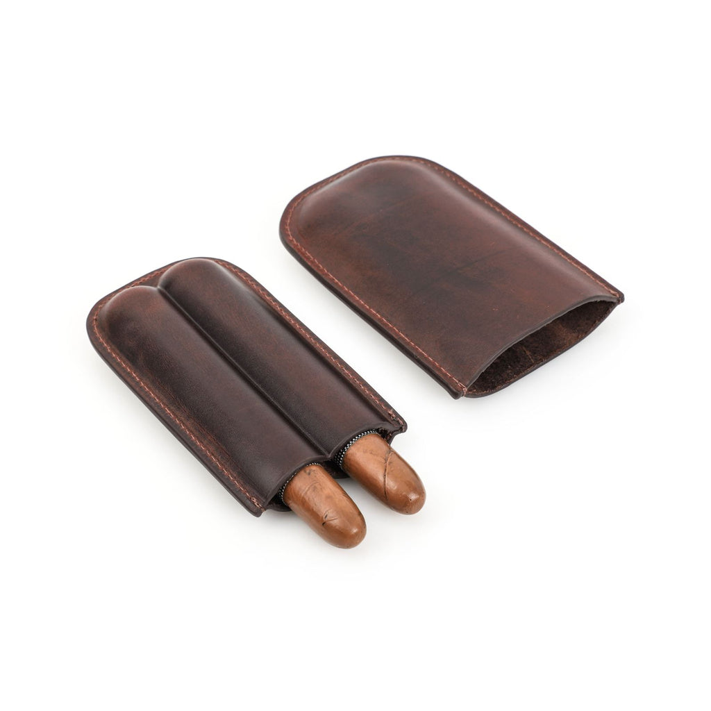 Handmade Full-Grain Leather Cigar Case — CF5002-Coffee