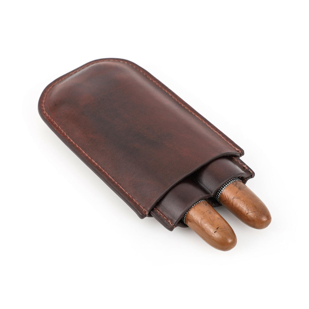 Handmade Full-Grain Leather Cigar Case — CF5002-Coffee