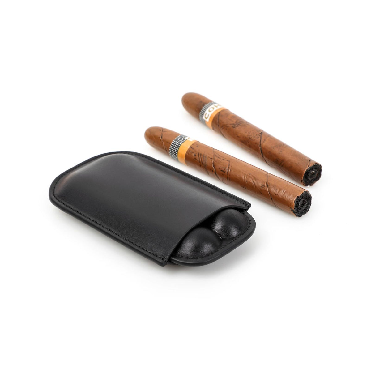 Handmade Full-Grain Leather Cigar Case — CF5002-Black