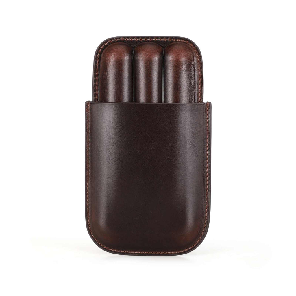 Handmade Full-Grain Leather Cigar Case — CF5003-Coffee