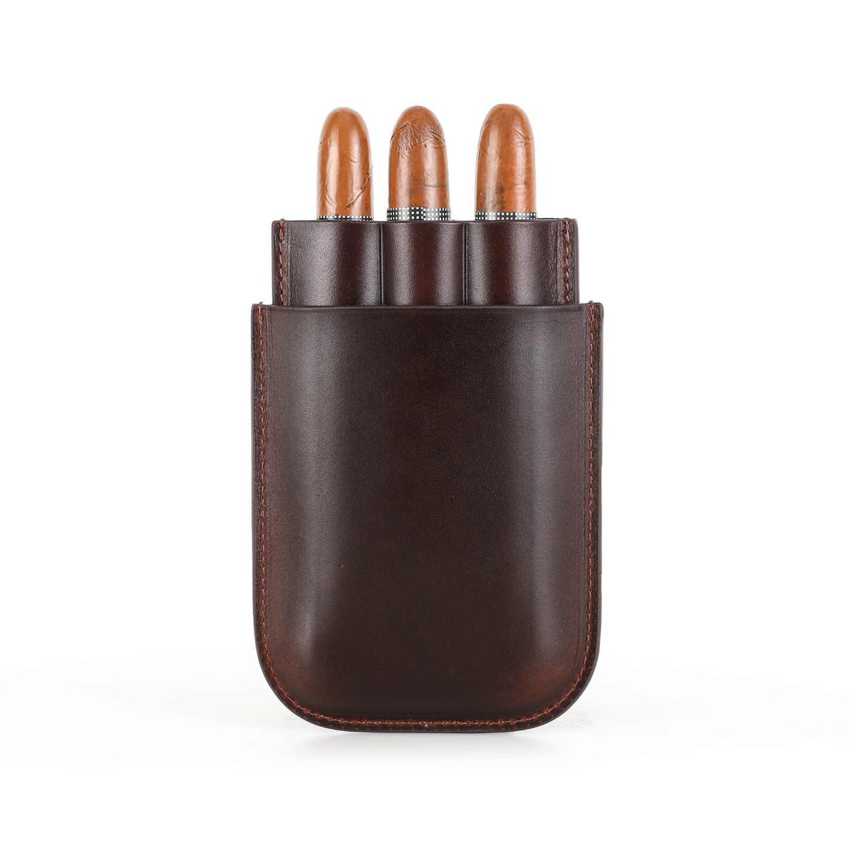 Handmade Full-Grain Leather Cigar Case — CF5003-Coffee