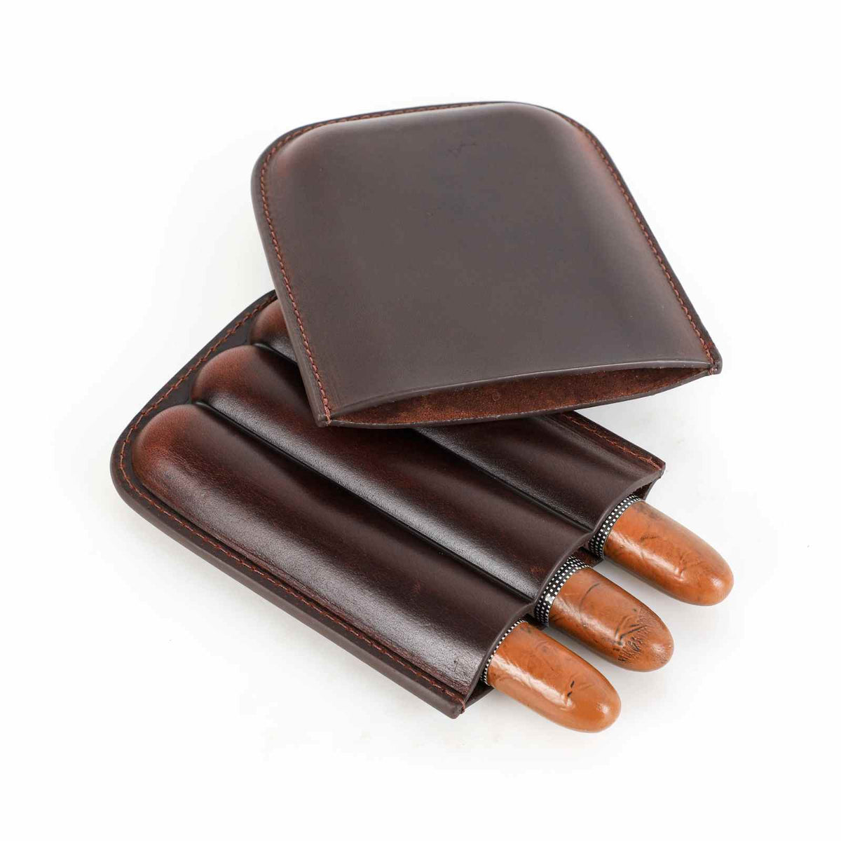 Handmade Full-Grain Leather Cigar Case — CF5003-Coffee