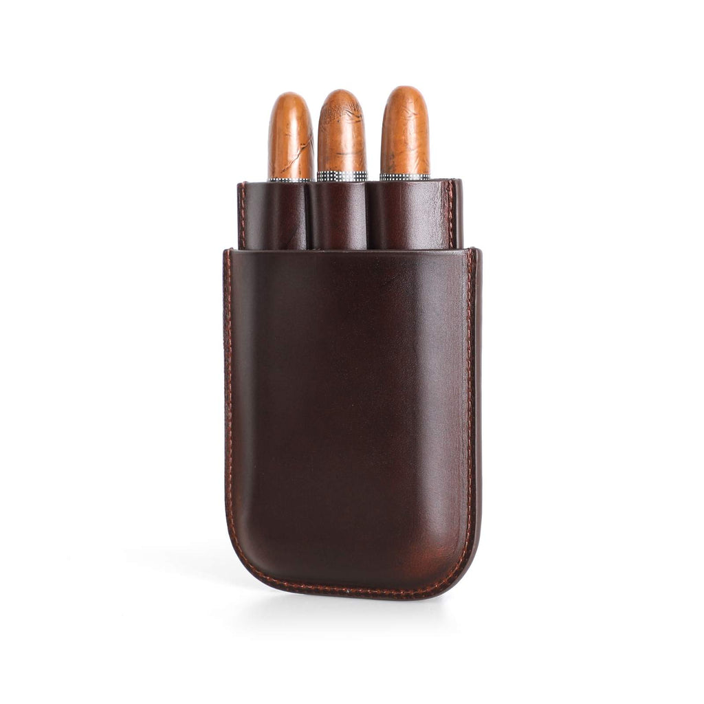 Handmade Full-Grain Leather Cigar Case — CF5003-Coffee