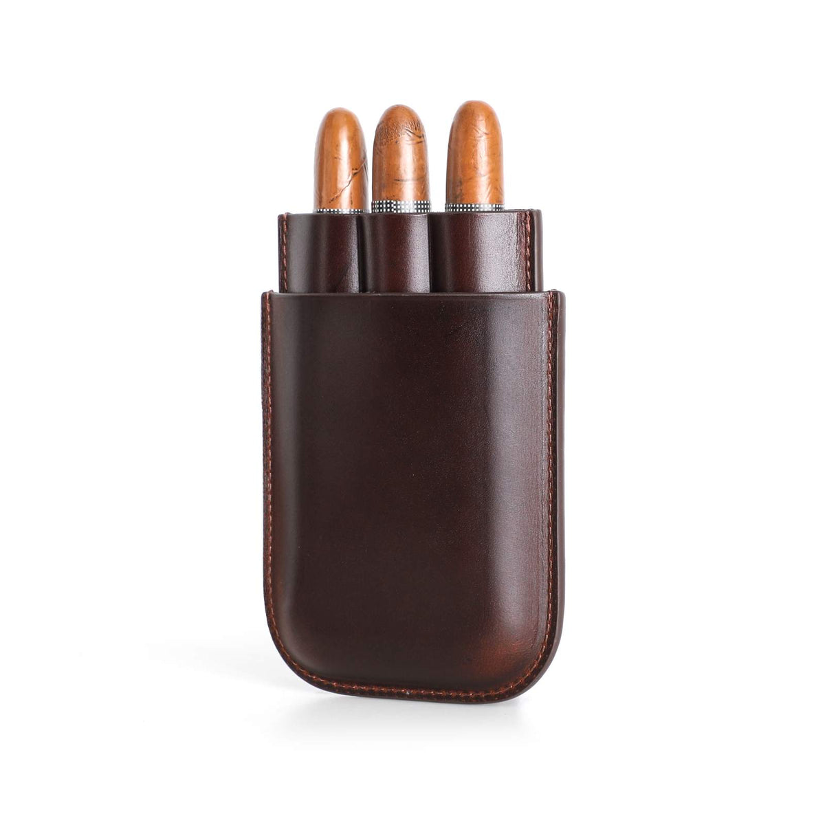 Handmade Full-Grain Leather Cigar Case — CF5003-Coffee