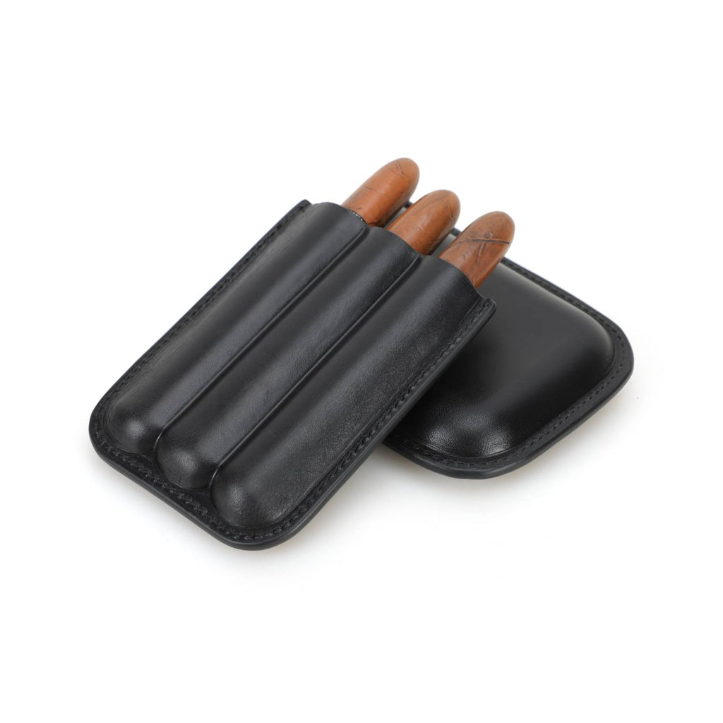 Handmade Full-Grain Leather Cigar Case — CF5003-Black