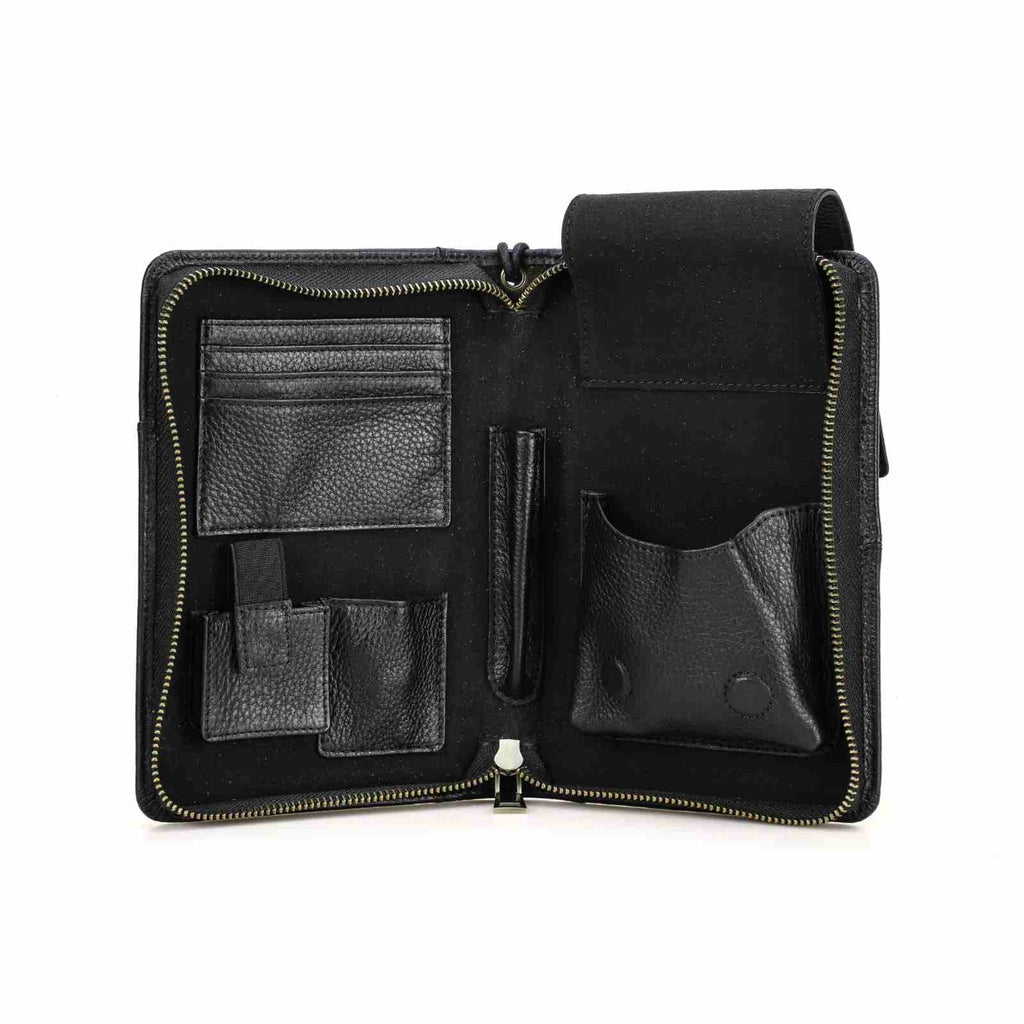 Handmade Full-Grain Leather 5-Cigar Travel Organizer — CF5009-Black