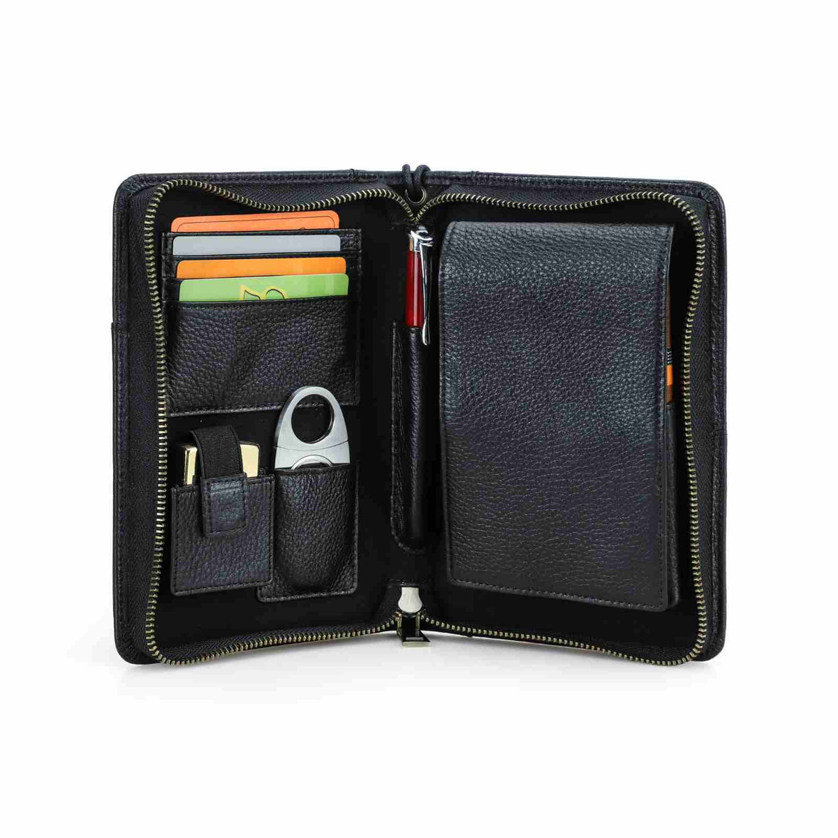Handmade Full-Grain Leather 5-Cigar Travel Organizer — CF5009-Black