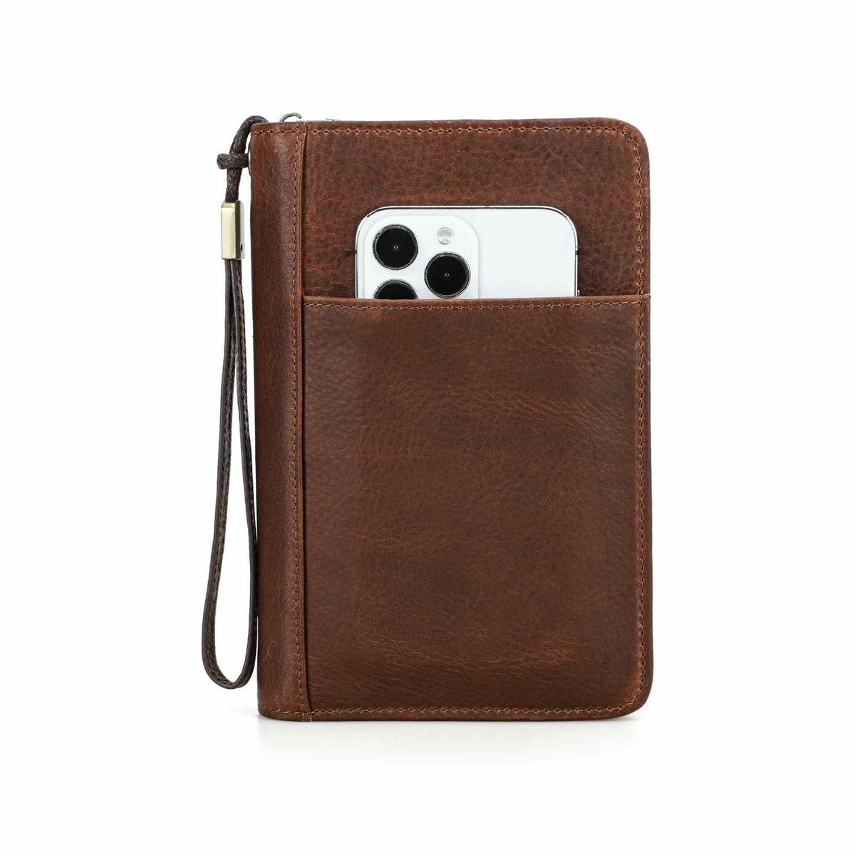Handmade Full-Grain Leather 5-Cigar Travel Organizer — CF5009-Red-Brown