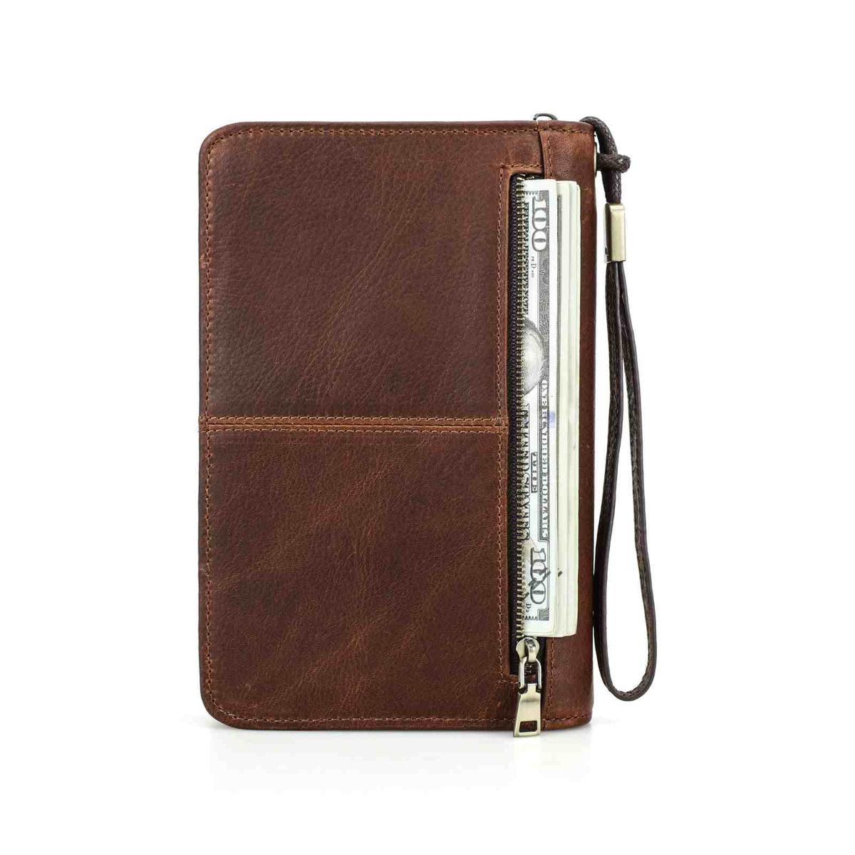 Handmade Full-Grain Leather 5-Cigar Travel Organizer — CF5009-Red-Brown