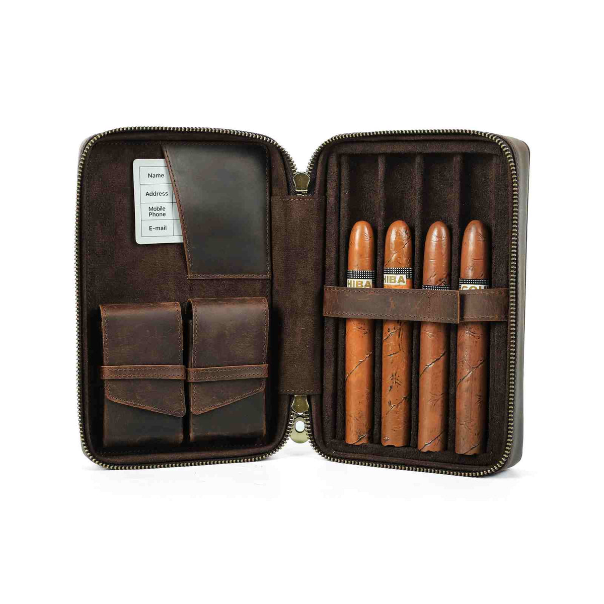 Handmade Full-Grain Leather 4-Cigar Travel Case — CF5010