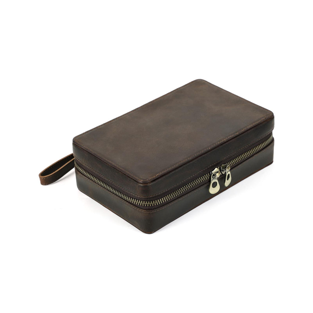 Handmade Full-Grain Leather 4-Cigar Travel Case — CF5010