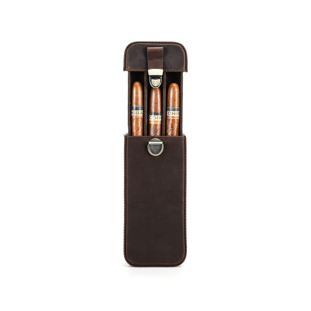 Handmade Full-Grain Leather Cigar Travel Case — CF5018
