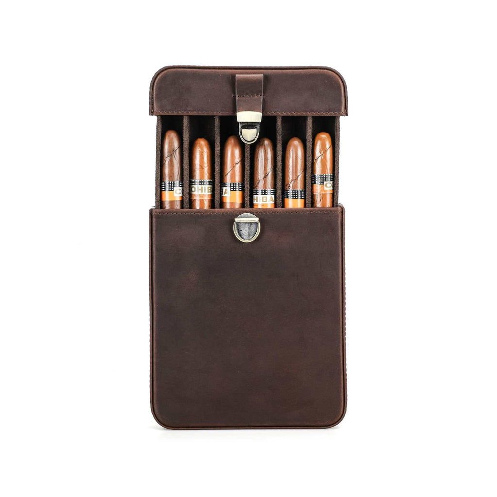 Handmade Full-Grain Leather Cigar Travel Case — CF5019
